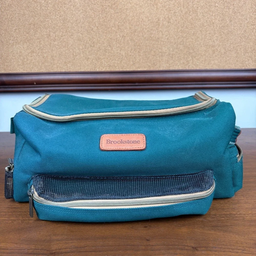 Brookstone Golf Shoe Bag Unisex One Size Teal Canvas Travel Organizer Bag